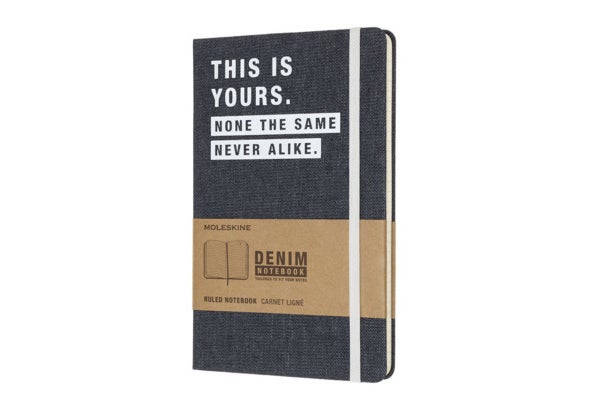Moleskine Limited Collection Denim Notebook, Large, Ruled, Navy Blue.